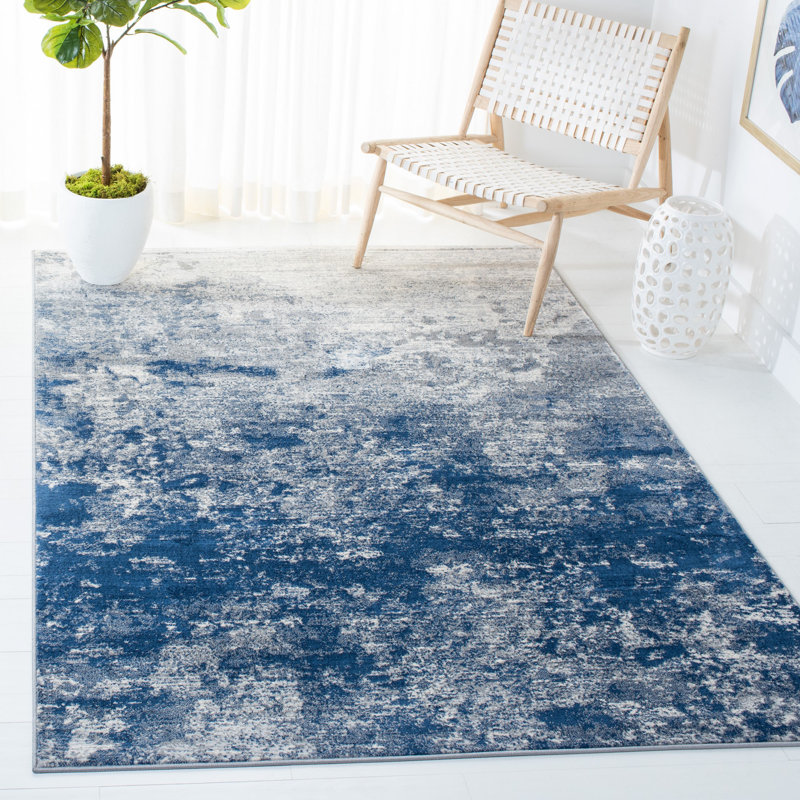 17 Stories Abstract Grey / Navy Area Rug & Reviews Wayfair.ca